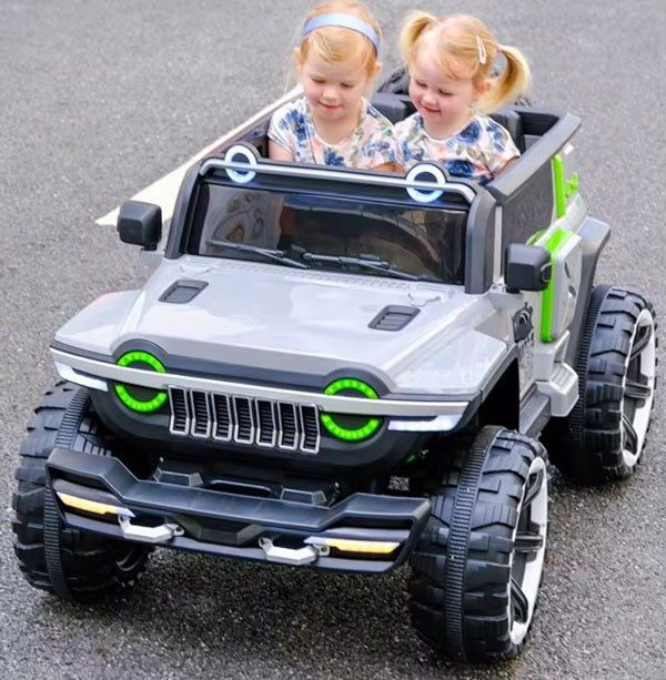 ماشین شارژی دو نفره لاستیک اسفنجی سایز بزرگ شاسی بلند ۵ موتوره آفرودی